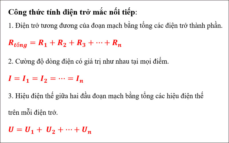 Công thức tính điện trở trong mạch nối tiếp